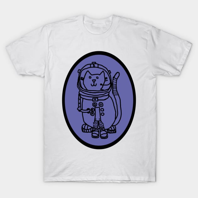 Space Cat Sci Fi Astronaut Oval T-Shirt by ellenhenryart